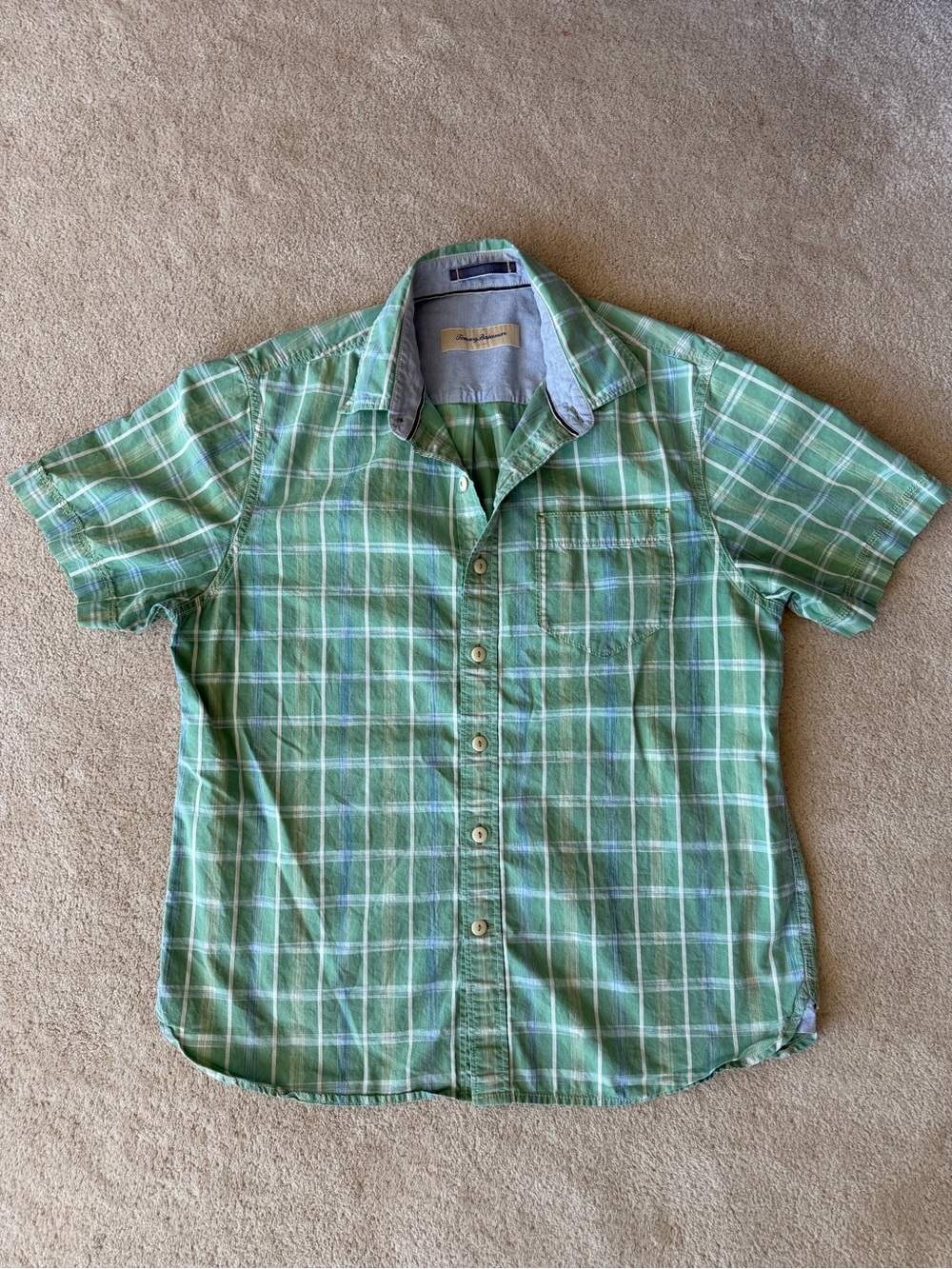 Tommy Bahama Green Plaid Short-Sleeve Button-Up Shirt - Casual Fit